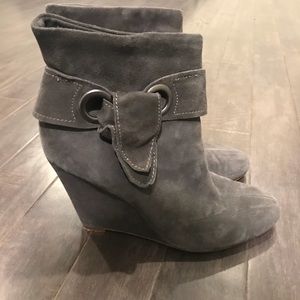 Boutique 9 Grey Suede Wedge Booties